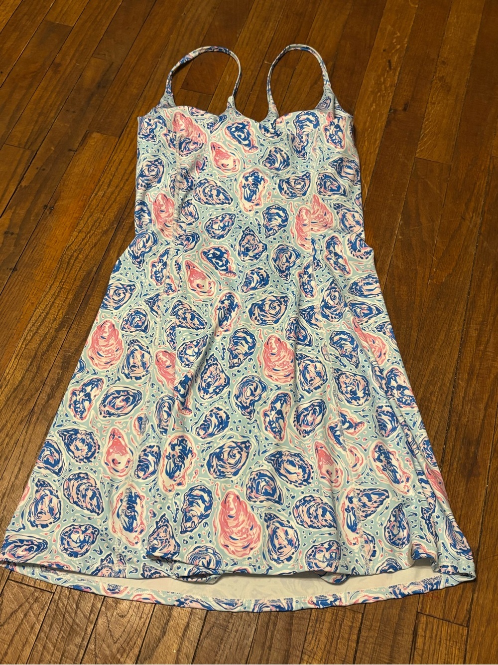 Women’s Simply Southern Blue & Pink Swirl Print Spaghetti-Strap Athletic Dress - Picture 3 of 7